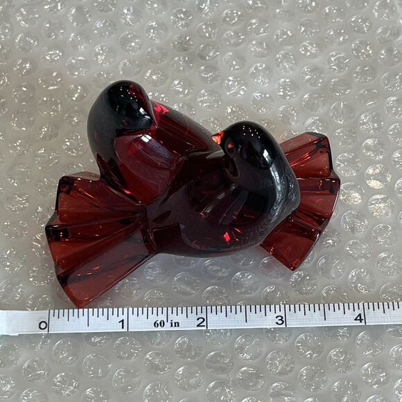 Baccarat Love Birds Red Crystal Figurine, brand stamped on bottom, EUC, no box - Picture 7 of 9